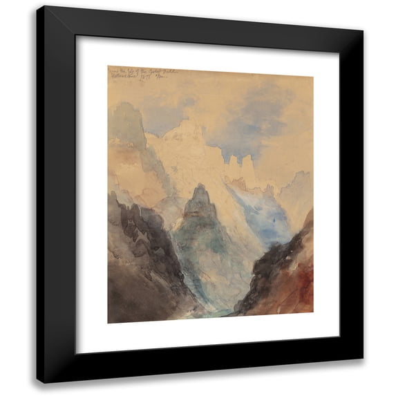 Thomas Moran 12x14 Black Modern Framed Museum Art Print Titled - From the Top of Great Fall, Yellowstone (1871)