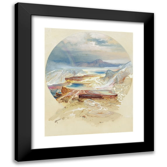 Thomas Moran 15x18 Black Modern Framed Museum Art Print Titled - Minerva Terrace, Yellowstone (1872)