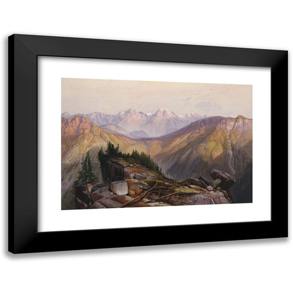 Thomas Moran 18x14 Black Modern Framed Museum Art Print Titled - Lower Yellowstone Range (1875)
