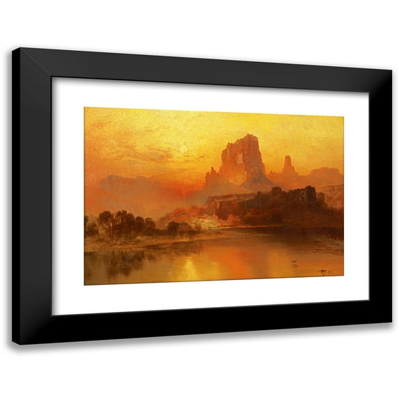 Thomas Moran 18x14 Black Modern Framed Museum Art Print Titled - The Golden Hour (1875)