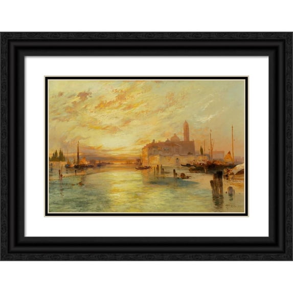Thomas Moran 18x14 Black Ornate Wood Framed Double Matted Museum Art Print Titled - Venice (1890)