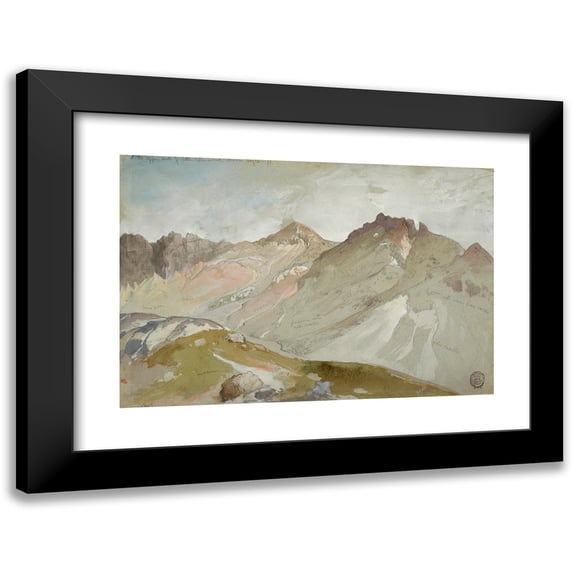 Thomas Moran 24x18 Black Modern Framed Museum Art Print Titled - The Upper End of Little Cottonwood Canyon, Wasatch Range, Near Ogden, Utah (1879)