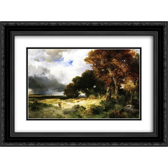 Thomas Moran 2x Matted 24x20 Black Ornate Framed Art Print 'Autumn, Peconic Bay, Long Island'