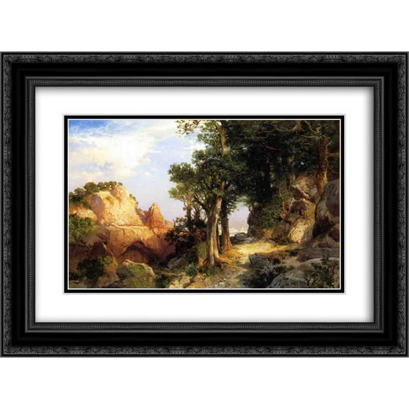 Thomas Moran 2x Matted 24x20 Black Ornate Framed Art Print 'On the Berry Trail ' Grand Canyon of Arizona'