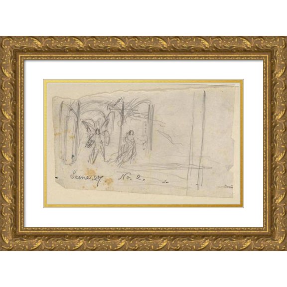 Thomas Nast 18x13 Gold Ornate Wood Frame and Double Matted Museum Art Print Titled - Assorted Drawings