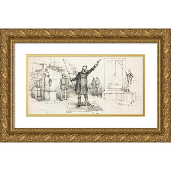 Thomas Nast 24x14 Gold Ornate Framed and Double Matted Museum Art Print Titled - Liberty or Death (circa 1880)