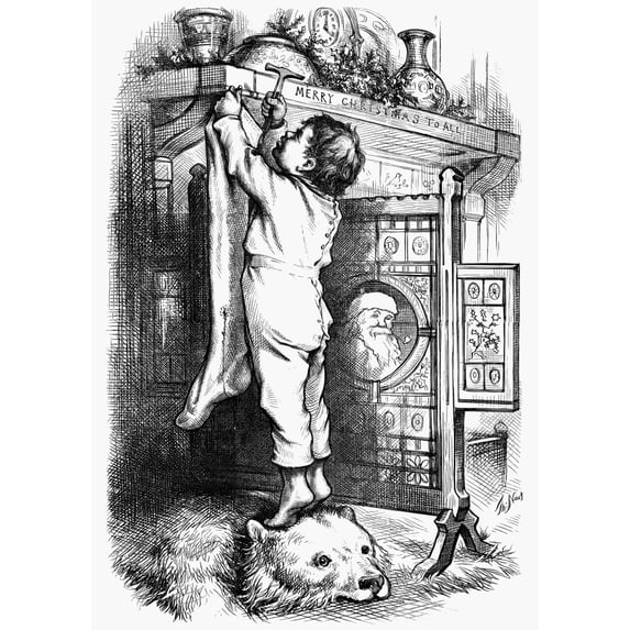 Thomas Nast: Christmas. /N'A Chance To Test Santa Claus'S Generosity.' Wood Engraving After A Drawing By Thomas Nast, 19Th Century. Poster Print by (24 x 36)