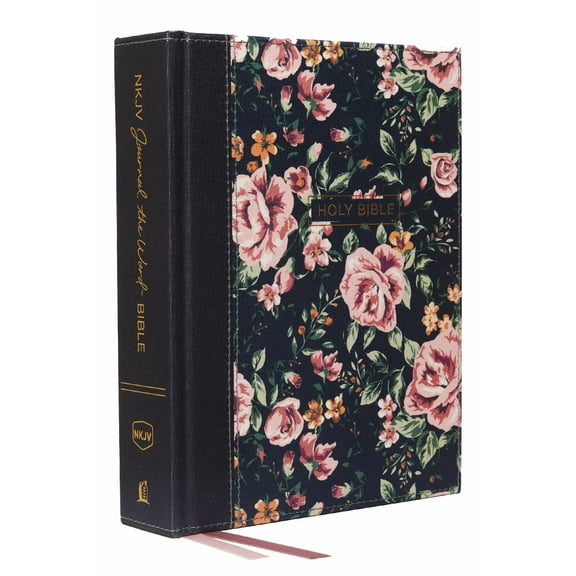 NKJV, Journal the Word Bible, Cloth over Board, Gray Floral, Red Letter Edition, Comfort Print: Reflect, Journal, or Create Art Next to Your Favorite Verses (Hardcover)