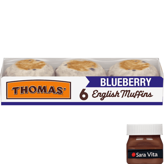 Thomas' Nooks & Crannies Blueberry English Muffins, 6 count, English Muffins, 13 oz Tray