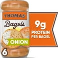 thumbnail image 1 of Thomas' Onion Bagels, 6 count, 9g Protein, Kosher Bagels, 20 oz Bag, 1 of 8