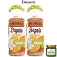 thumbnail image 1 of Thomas' Onion Bagels, 8g Protein, Kosher Bagels, 18 oz Bag, 6 count, 1 of 1
