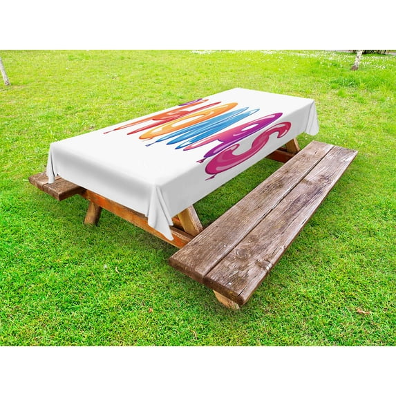 Thomas Outdoor Tablecloth, Colorful Common American Boy Name with Religious Connection Festive Fun Balloons, Decorative Washable Fabric Picnic Table Cloth, 58 X 84 Inches,Multicolor, by Ambesonne