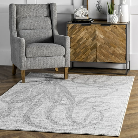 nuLOOM Thomas Paul Power loomed Octopus Area Rug, 4' x 6', Octopus Silver
