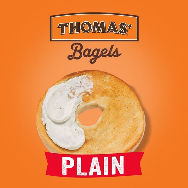 Thomas' Plain Bagels, 6 count, Pre-sliced Bagels, 20 oz Bag pack of 2