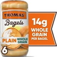 thumbnail image 1 of Thomas' 14g Whole Grains Bagels, 6 count, Kosher Plain Whole Grain Bagels, 20 oz Bag, 1 of 7