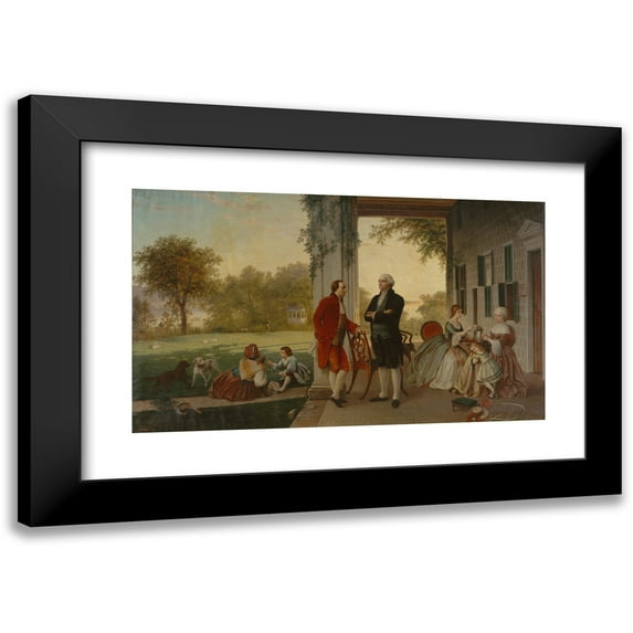 Thomas Prichard Rossiter 24x16 Black Modern Framed Museum Art Print Titled - Washington and Lafayette at Mount Vernon, 1784 (The Home of Washington After the War) (1859)