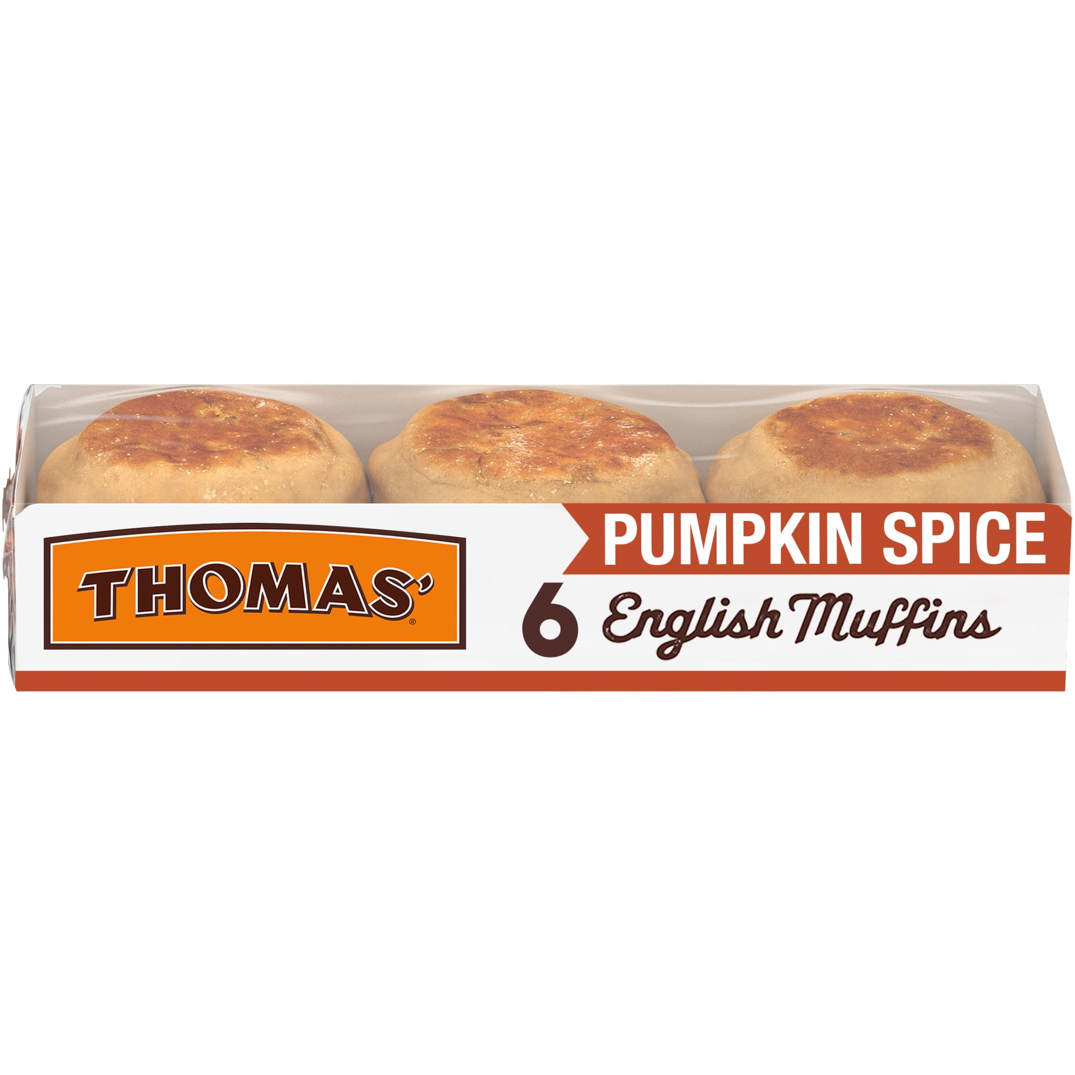 Thomas' Pumpkin Spice English Muffins, 6 count, English Muffins, 12 oz Tray