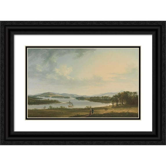 Thomas Roberts 18x13 Black Ornate Wood Framed Double Matted Museum Art Print Titled - Knock Ninney and Lough Erne from Bellisle, County Fermanagh, Ireland