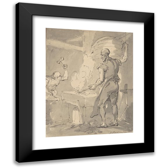 Thomas Rowlandson 12x14 Black Modern Framed Museum Art Print Titled - A Blacksmith (18th-19th Century)