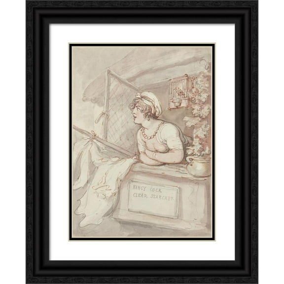 Thomas Rowlandson 14x18 Black Ornate Wood Framed Double Matted Museum Art Print Titled - Nancy Cock - Clear Starcher (C. 1815)