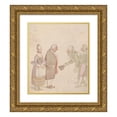 thumbnail image 1 of Thomas Rowlandson 15x17 Gold Ornate Wood Frame and Double Matted Museum Art Print Titled - A Dandy Making a Call (ca. 1780-1825), 1 of 4