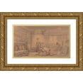 thumbnail image 1 of Thomas Rowlandson 18x12 Gold Ornate Wood Frame and Double Matted Museum Art Print Titled - Interior of a Cottage (ca. 1780-1825), 1 of 4