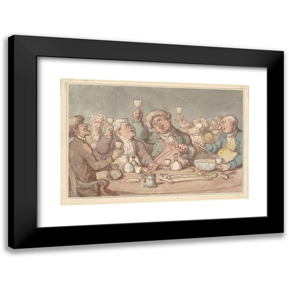 Thomas Rowlandson 18x13 Black Modern Framed Museum Art Print Titled - A Drinking Party (ca. 1780-1825)