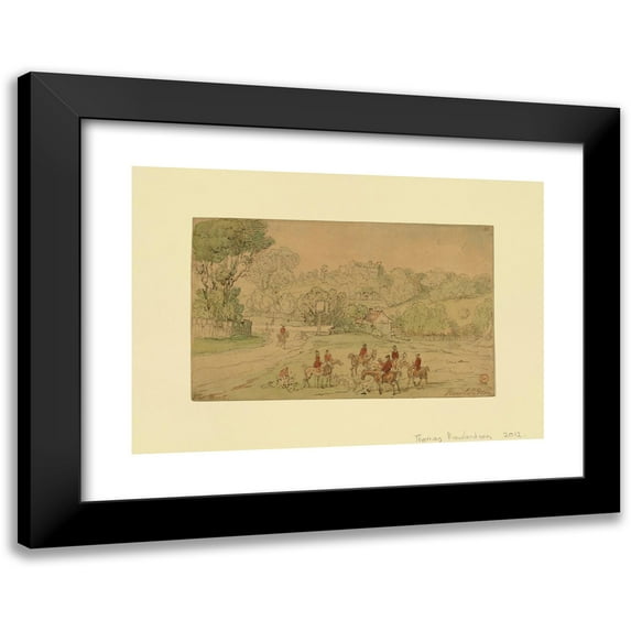 Thomas Rowlandson 18x14 Black Modern Framed Museum Art Print Titled - Landscape with Hunting Scene (1780s)