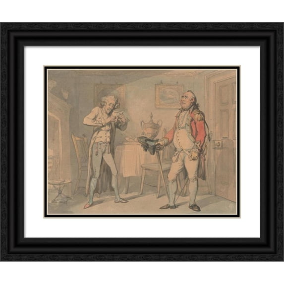 Thomas Rowlandson 18x15 Black Ornate Wood Framed Double Matted Museum Art Print Titled - The Challenge (ca. 1780-1825)