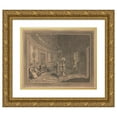thumbnail image 1 of Thomas Rowlandson 18x15 Gold Ornate Wood Frame and Double Matted Museum Art Print Titled - Saloon at the Marine Pavilion (1790), 1 of 4