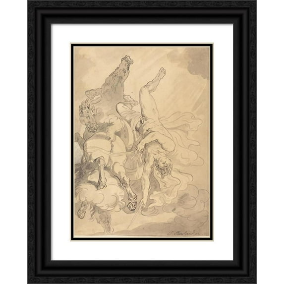 Thomas Rowlandson 18x24 Black Ornate Framed Double Matted Museum Art Print Titled: The Fall of Phaeton