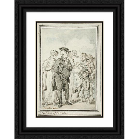 Thomas Rowlandson 18x24 Black Ornate Framed Double Matted Museum Art Print Titled: The Vicar of Wakefield (circa 1817)