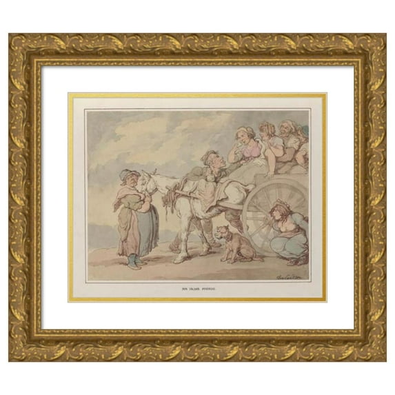Thomas Rowlandson 23x20 Gold Ornate Framed and Double Matted Museum Art Print Titled - An Irish Picnic (1788-1821)