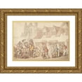 thumbnail image 1 of Thomas Rowlandson 24x17 Gold Ornate Framed and Double Matted Museum Art Print Titled - Figures Outside a Coaching Inn, 1 of 4