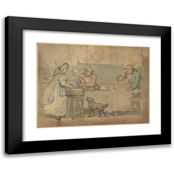 Thomas Rowlandson 24x19 Black Modern Framed Museum Art Print Titled - Tavern Scene (1780-1827)