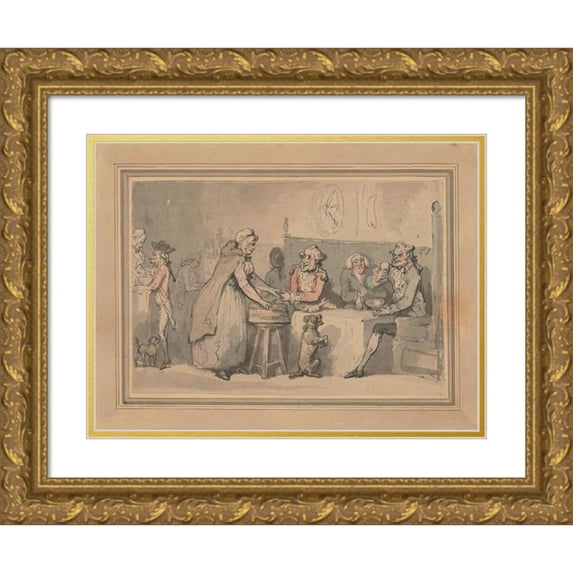 Thomas Rowlandson 24x19 Gold Ornate Framed and Double Matted Museum Art Print Titled - The Oyster Woman (ca. 1780-1825)