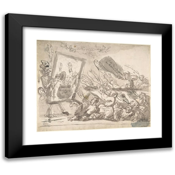 Thomas Rowlandson 24x20 Black Modern Framed Museum Art Print Titled - An Irish Howl (ca. 1799)