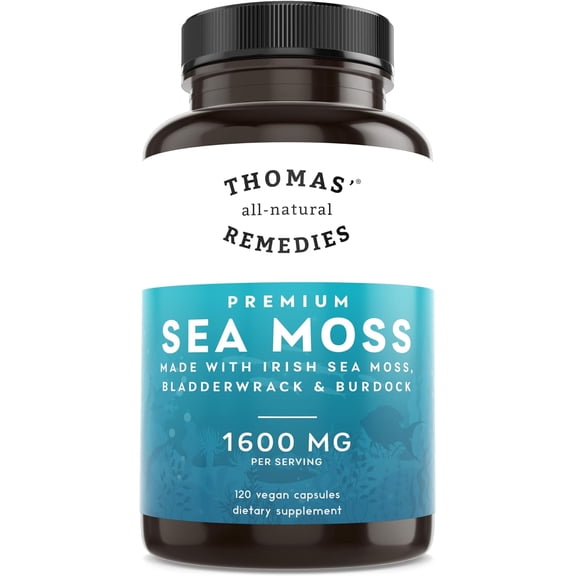 Thomas' Sea Moss with Burdock & Bladderwrack, 1600mg Immune & Digestive Support, 120 Ct