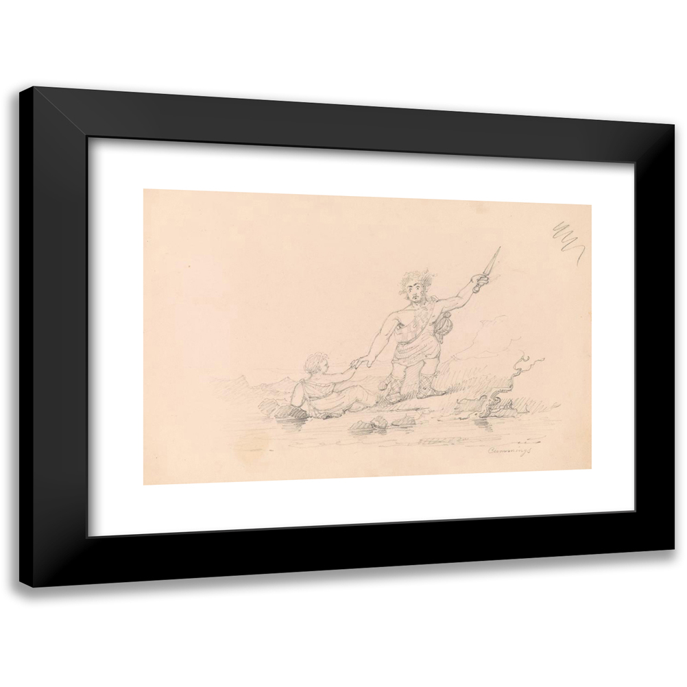 Soldier Rescuing Child Thomas Seir Cummings 18x13 Black Modern Framed Museum Art Print Titled ...