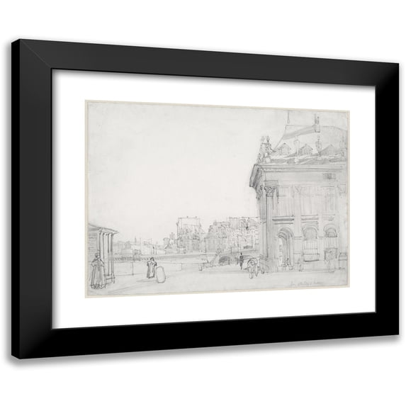 Thomas Shotter Boys 14x11 Black Modern Framed Museum Art Print Titled - Ile De La Cite from the Institut, Paris (C. 1832)