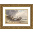 thumbnail image 1 of Thomas Shotter Boys 18x12 Gold Ornate Wood Frame and Double Matted Museum Art Print Titled - Figures on a Beach, Northern France (1830), 1 of 4