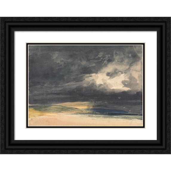 Thomas Shotter Boys 18x14 Black Ornate Wood Framed Double Matted Museum Art Print Titled - A Storm on the Coast (Between 1840 and 1850)