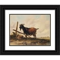 thumbnail image 1 of Thomas Sidney Cooper 14x12 Black Ornate Wood Framed Double Matted Museum Art Print Titled: A Goat in a Landscape, Cattle Beyond (1845), 1 of 5