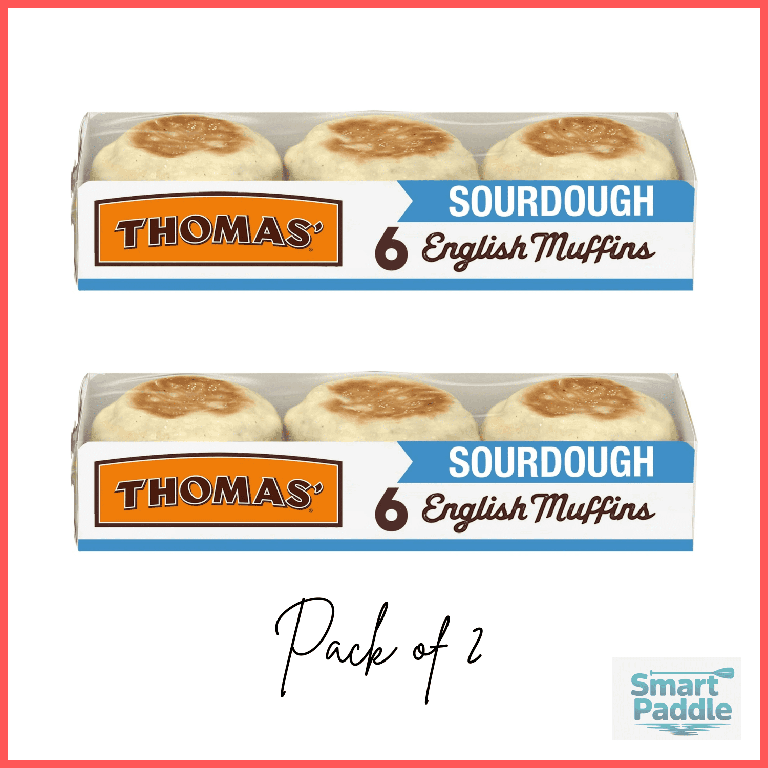 Thomas' Sourdough English Muffins, 6 count, Plain English Muffins, 12 oz Tray Pack of 3