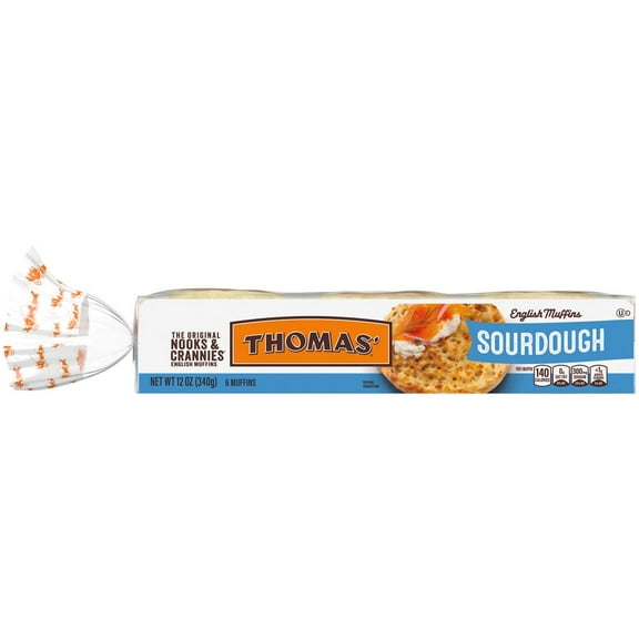 Thomas' Sourdough English Muffins 6 Ct Pack Of 1 | Breakfast Bread Toast Sourdough Bakery