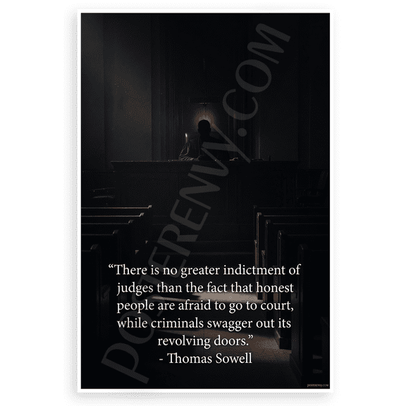 Thomas Sowell 'No Greater Indictment of Judges' Courtroom 12x18 US Made Poster