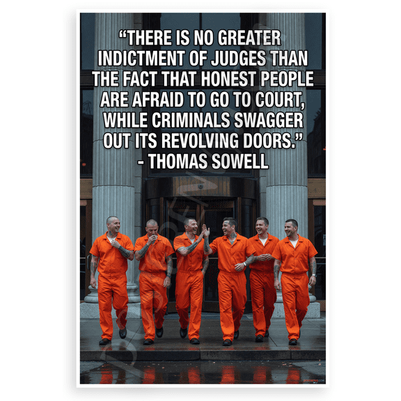 Thomas Sowell 'No Greater Indictment of Judges' Justice 12x18 US Made Poster