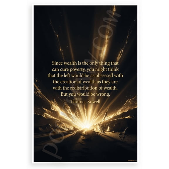 Thomas Sowell 'Wealth Creation Cures Poverty' Inspirational 12x18 US Made Poster