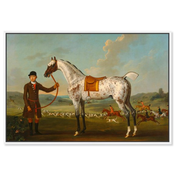 Thomas Spencer - Scipio a spotted hunter Canvas Countryside Wall Art by Art Remedy, White Frame, 36" x 24"
