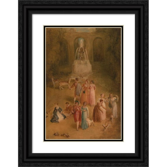 Thomas Stothard 11x14 Black Ornate Wood Framed Double Matted Museum Art Print Titled: The Meadow (ca. 1820)